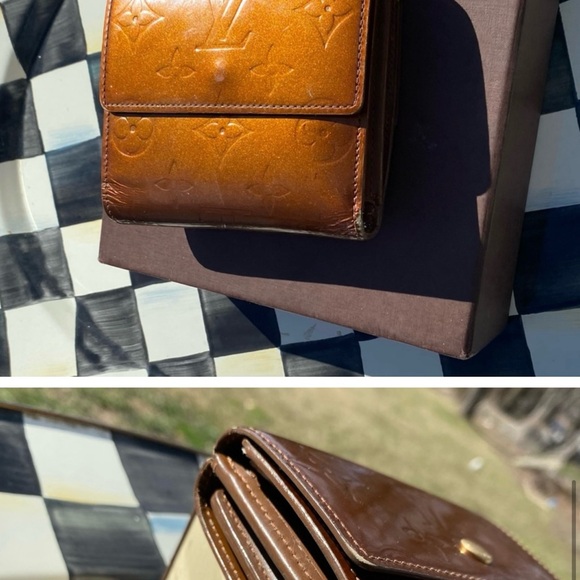 LOUIS VUITTON MONOGRAM VERNIS ELISE COPPER brown leather wallet M91170 LV H6662 - Picture 4 of 8